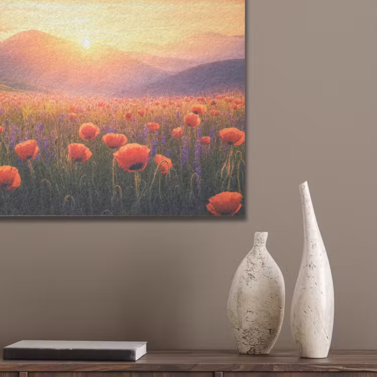 Landschap - Zonsondergang - Bloemenveld PET vilt klein -sfeer6_closeup