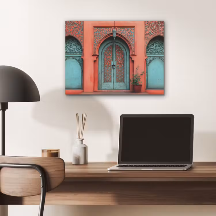 Lantaarn - Deur - Turquoise PET vilt klein -sfeer5