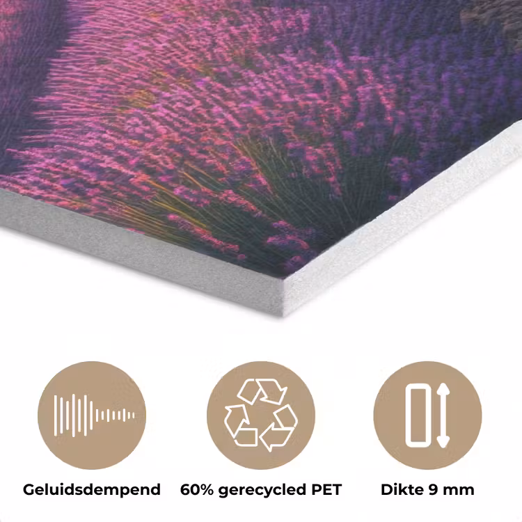 Lavendelveld - Zonsondergang - Paars PET vilt klein -closeup_NL