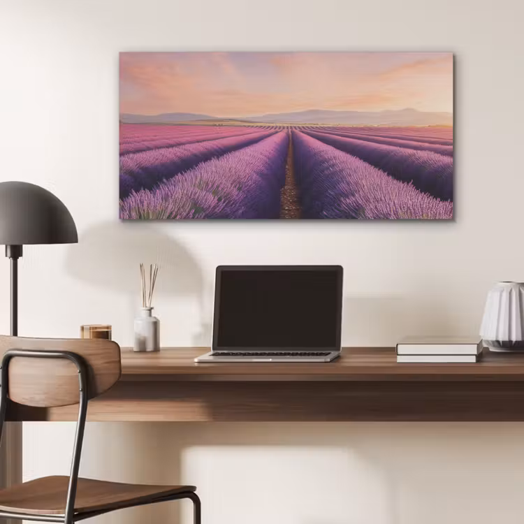 Lavendelveld - Zonsondergang - Paars - Bloemen PET vilt middel -sfeer5