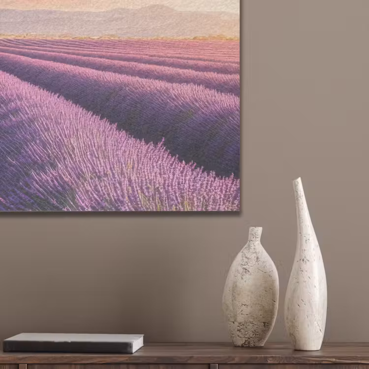 Lavendelveld - Zonsondergang - Paars - Bloemen PET vilt middel -sfeer6_closeup