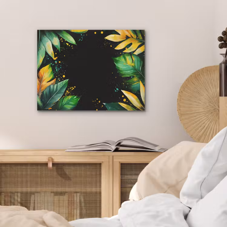 Bladeren - Groen - Geel - Verf - Jungle PET vilt klein -sfeer3