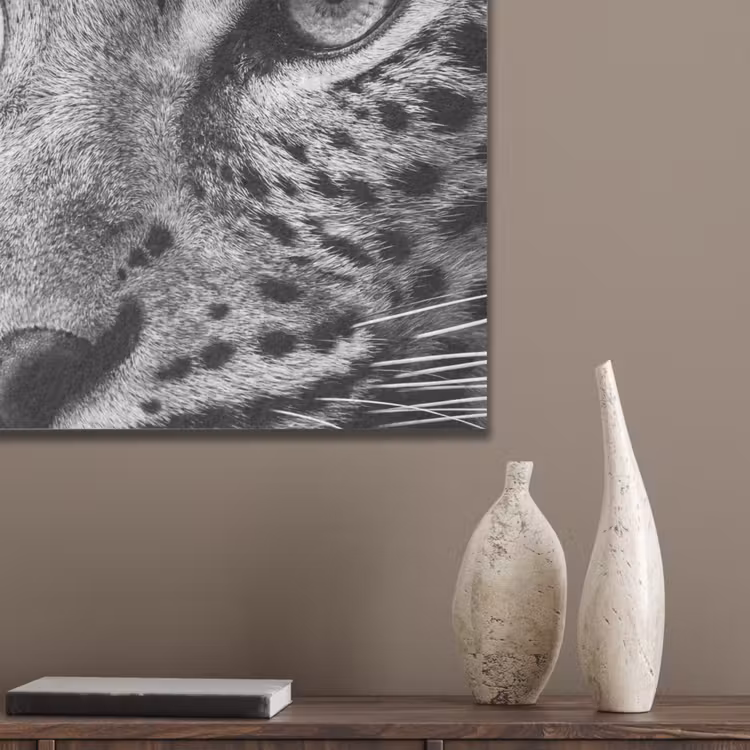 Luipaard - Zwart - Wit - Oog PET vilt klein -sfeer6_closeup