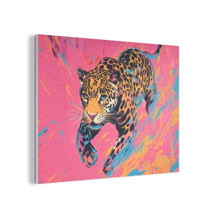 Luipaard - Roze - Oranje - Blauw - Verf PET vilt klein -3d