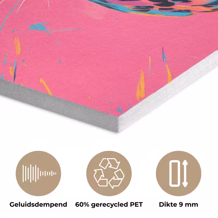 Luipaard - Roze - Oranje - Blauw - Verf PET vilt klein -closeup_NL