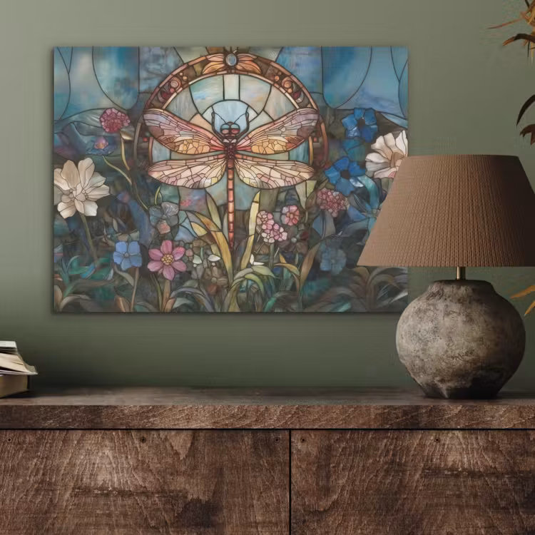 Libelle - Mozaïek - Bloemen - Kleurrijk PET vilt klein -sfeer2