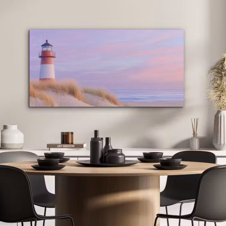 Vuurtoren - Duinen - Zonsondergang PET vilt middel -sfeer1