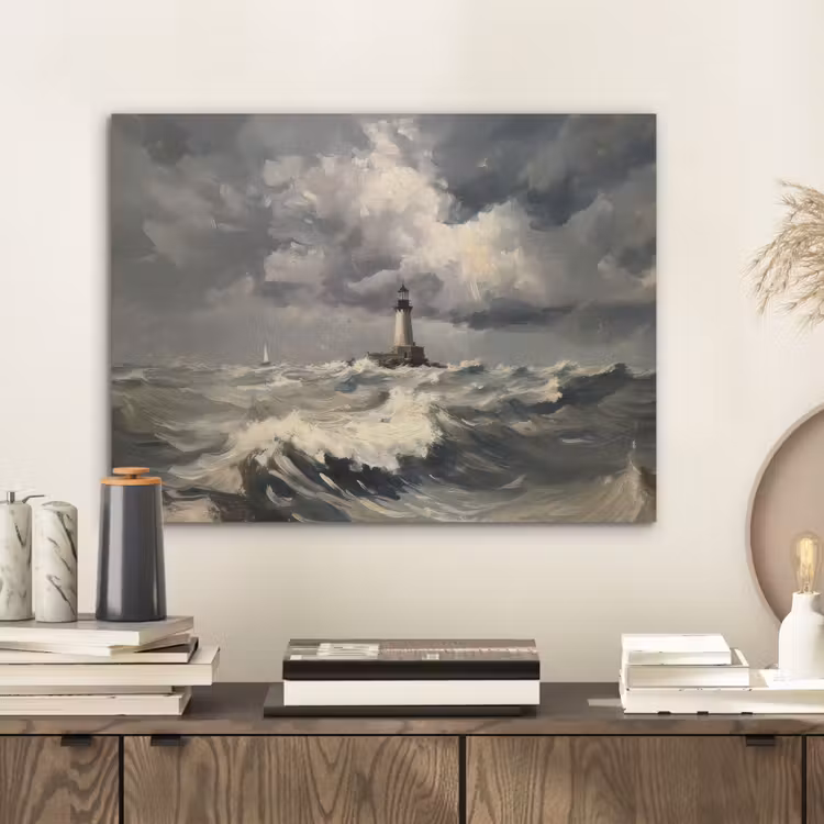 Vuurtoren - Golven - Storm PET vilt klein -sfeer1