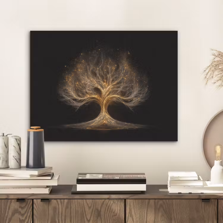 Lichtjes - Boom - Abstract - Zwart PET vilt klein -sfeer1