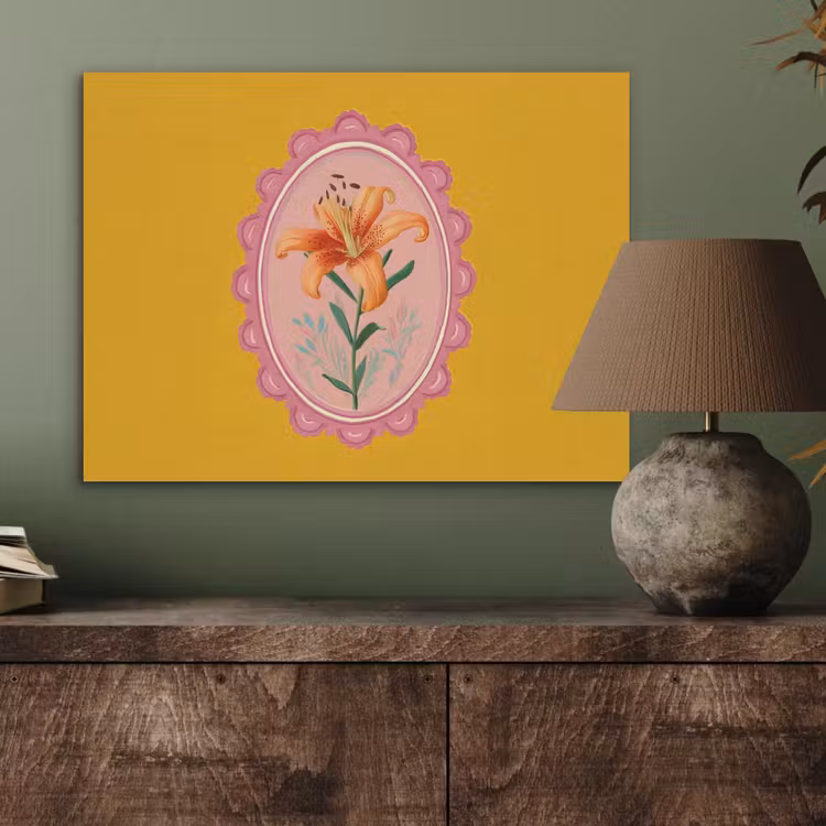 Lelie - Oranje - Lijst - Ovaal PET vilt klein -sfeer2