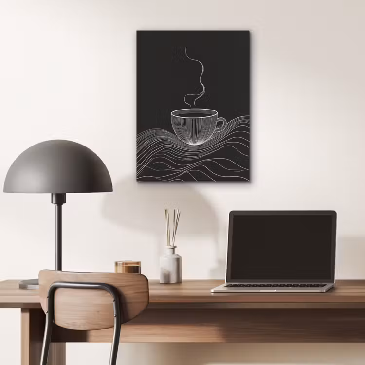 Lijntekening - Koffiekop - Zwart PET vilt klein -sfeer5