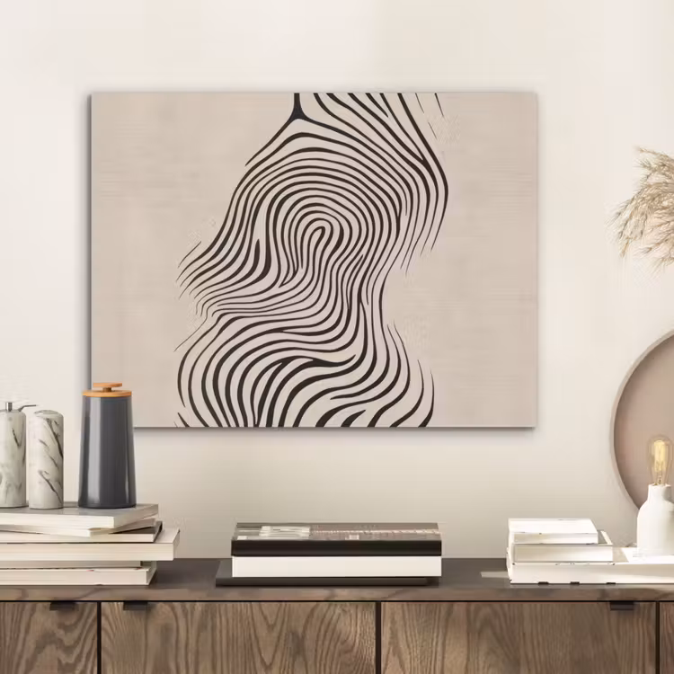 Lijnen - Abstract - Golvend - Zwart PET vilt klein -sfeer1
