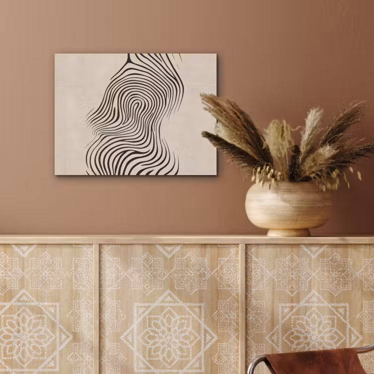 Lijnen - Abstract - Golvend - Zwart PET vilt klein -sfeer4