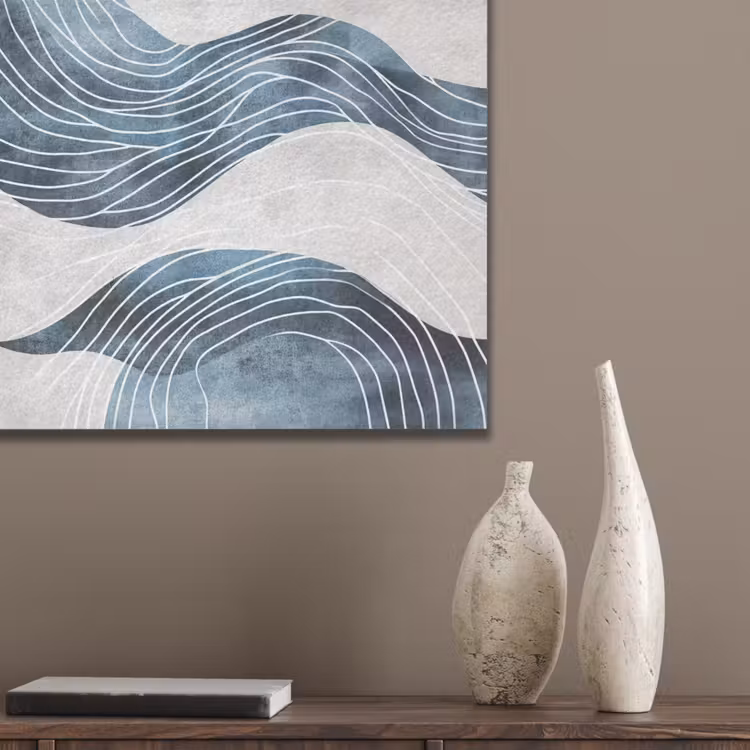 Lijnen - Golven - Abstract - Blauw PET vilt klein -sfeer6_closeup