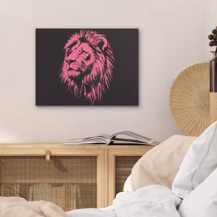 Leeuw - Zwart - Roze - Neon PET vilt klein -sfeer3