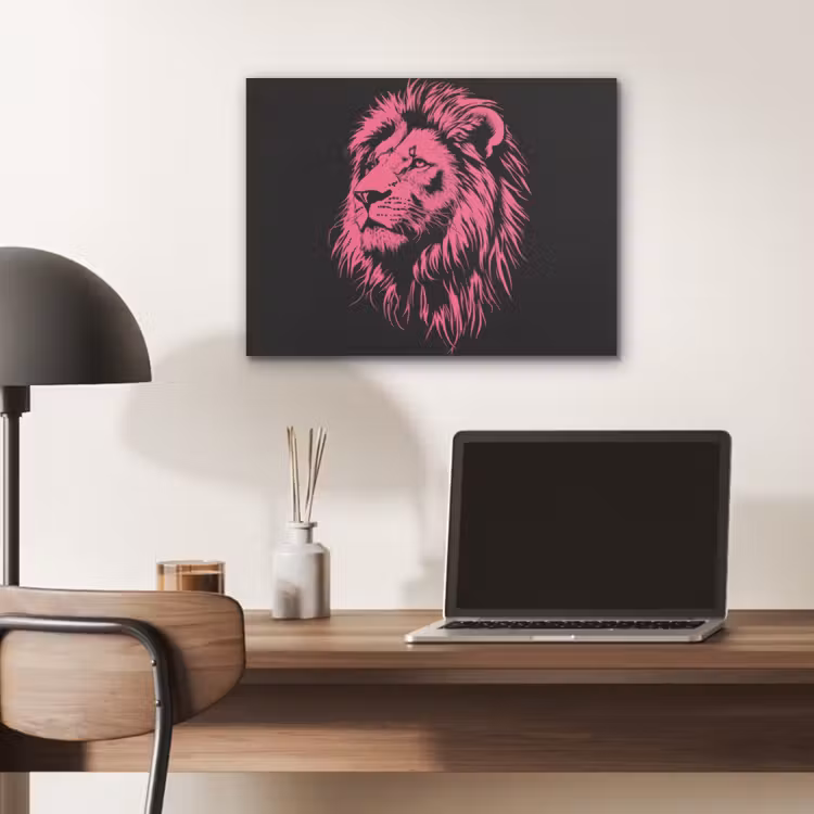 Leeuw - Zwart - Roze - Neon PET vilt klein -sfeer5