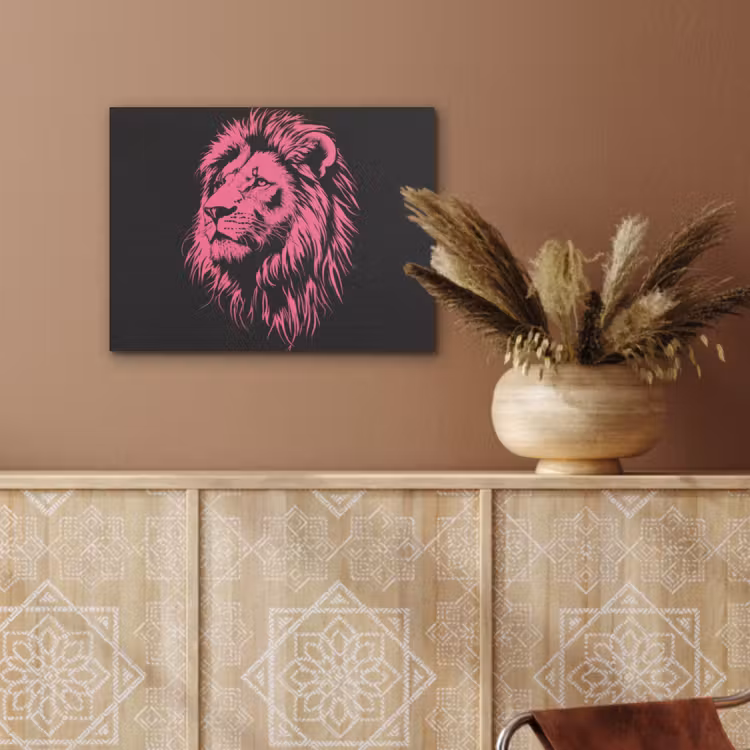 Leeuw - Zwart - Roze - Neon PET vilt klein -sfeer4