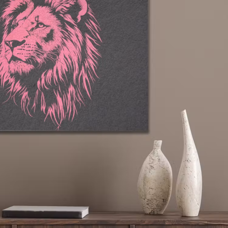 Leeuw - Zwart - Roze - Neon PET vilt klein -sfeer6_closeup