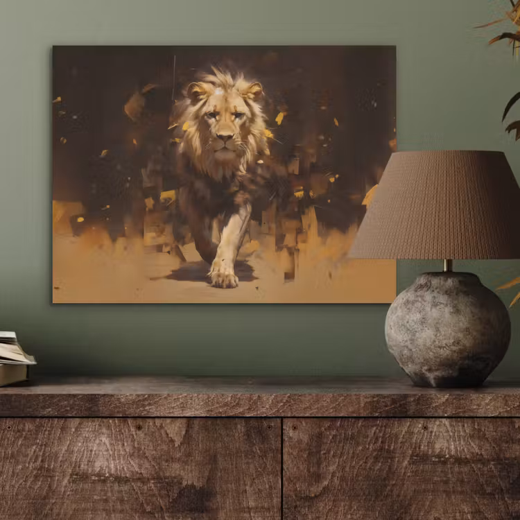 Leeuw - Geschilderd - Abstract - Goud PET vilt klein -sfeer2