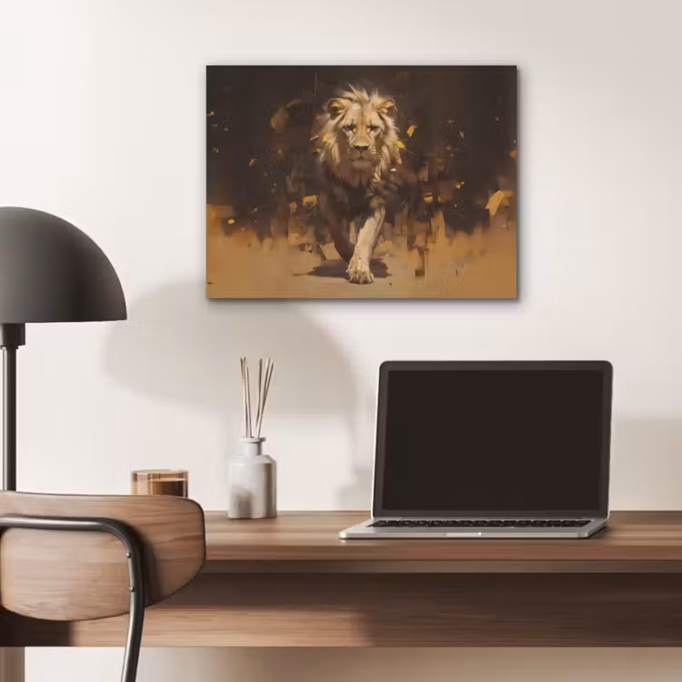 Leeuw - Geschilderd - Abstract - Goud PET vilt klein -sfeer5