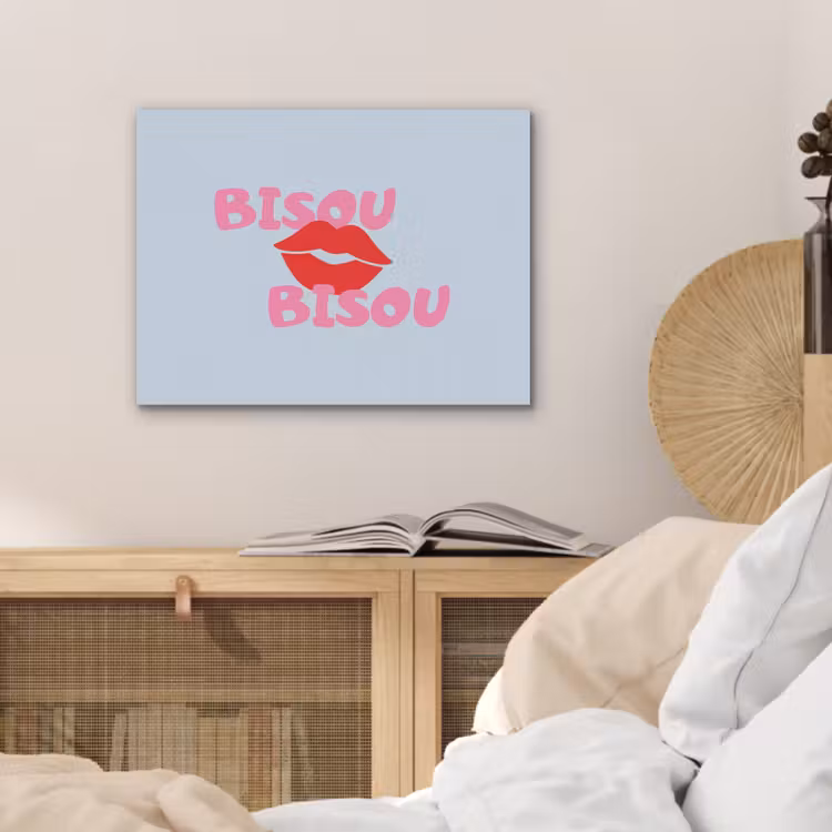 Lippen - Bisou - Blauw PET vilt klein -sfeer3