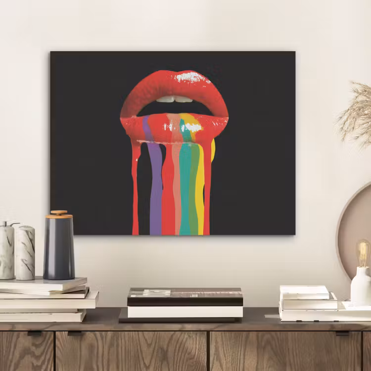 Lippen - Kleuren - Zwart PET vilt klein -sfeer1