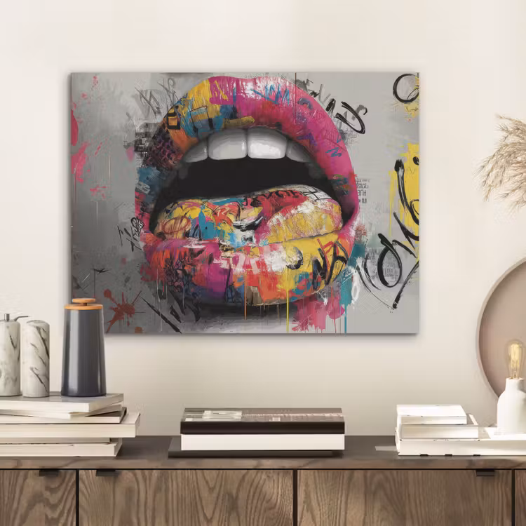 Lippen - Graffiti - Expressief PET vilt klein -sfeer1