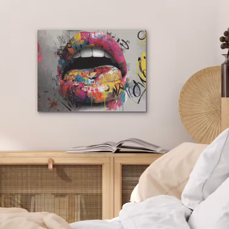 Lippen - Graffiti - Expressief PET vilt klein -sfeer3