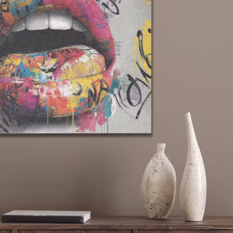 Lippen - Graffiti - Expressief PET vilt klein -sfeer6_closeup