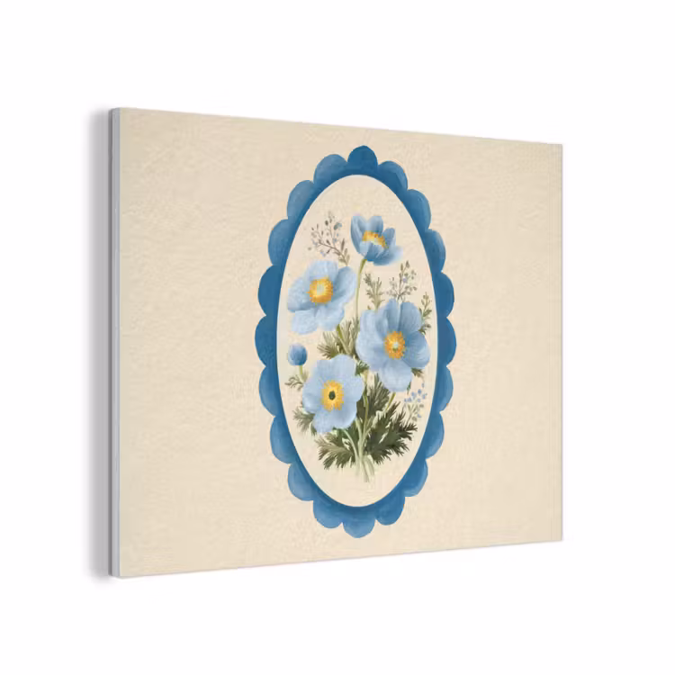 Lijst - Bloemen - Lichtblauw - Illustratie PET vilt klein -3d
