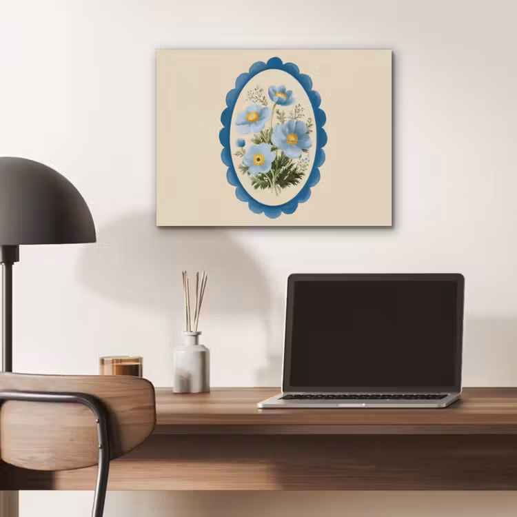 Lijst - Bloemen - Lichtblauw - Illustratie PET vilt klein -sfeer5