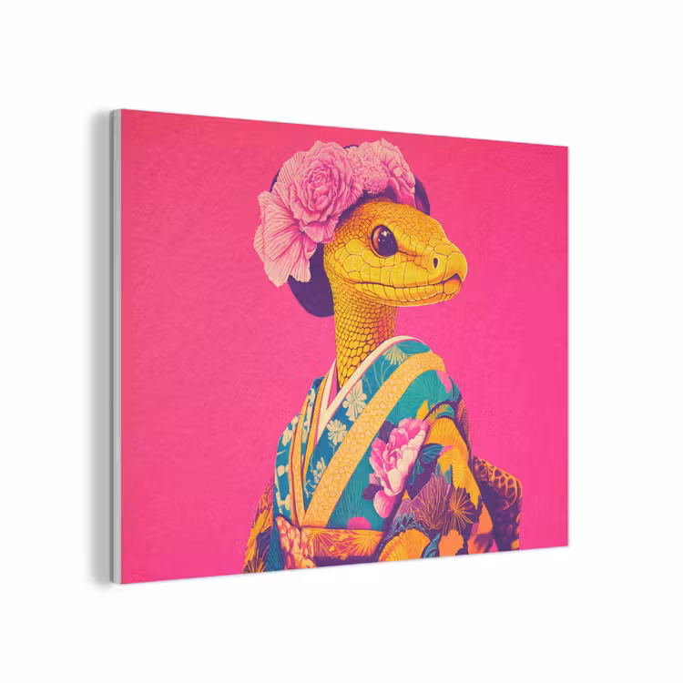 Hagedis - Bloemen - Roze - Kimono PET vilt klein -3d