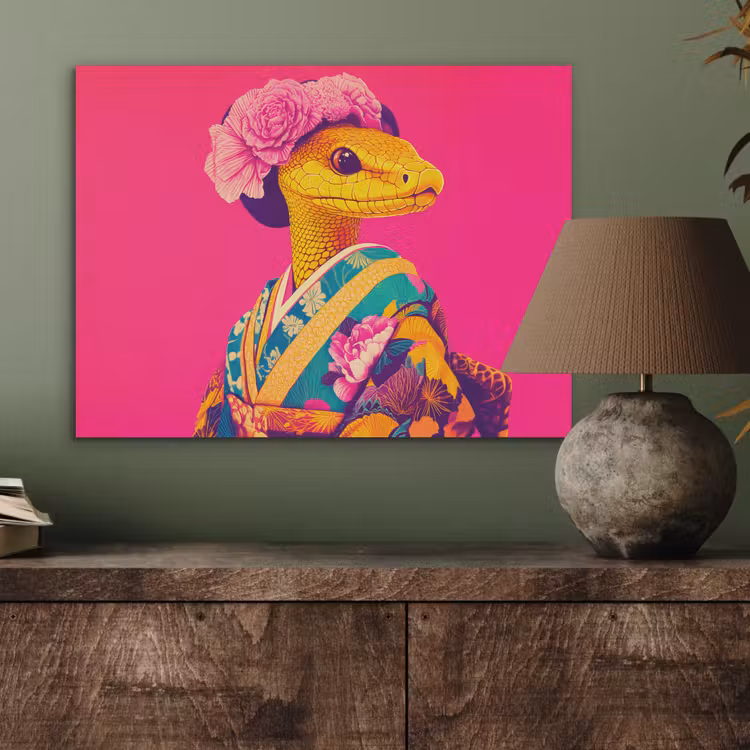 Hagedis - Bloemen - Roze - Kimono PET vilt klein -sfeer2