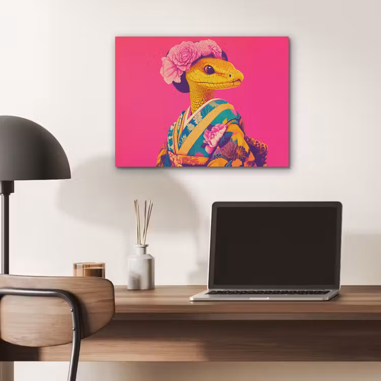 Hagedis - Bloemen - Roze - Kimono PET vilt klein -sfeer5
