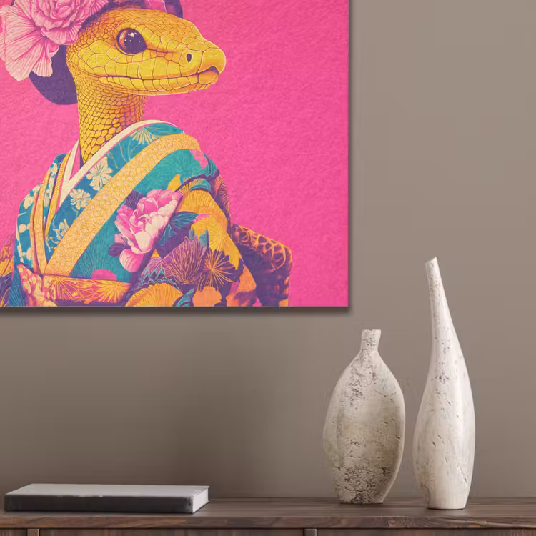 Hagedis - Bloemen - Roze - Kimono PET vilt klein -sfeer6_closeup