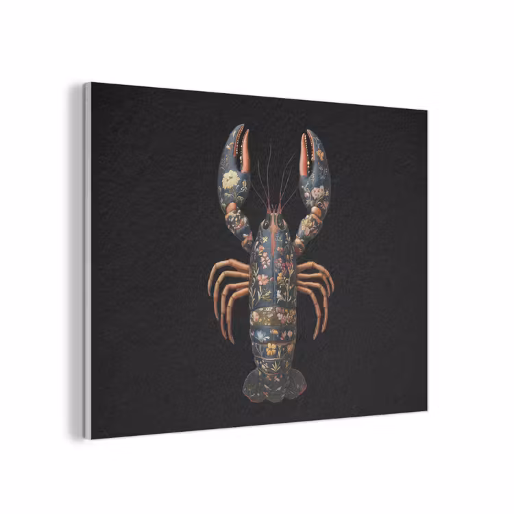 Kreeft - Zwart - Bloemenpatroon - Artistiek PET vilt klein -3d