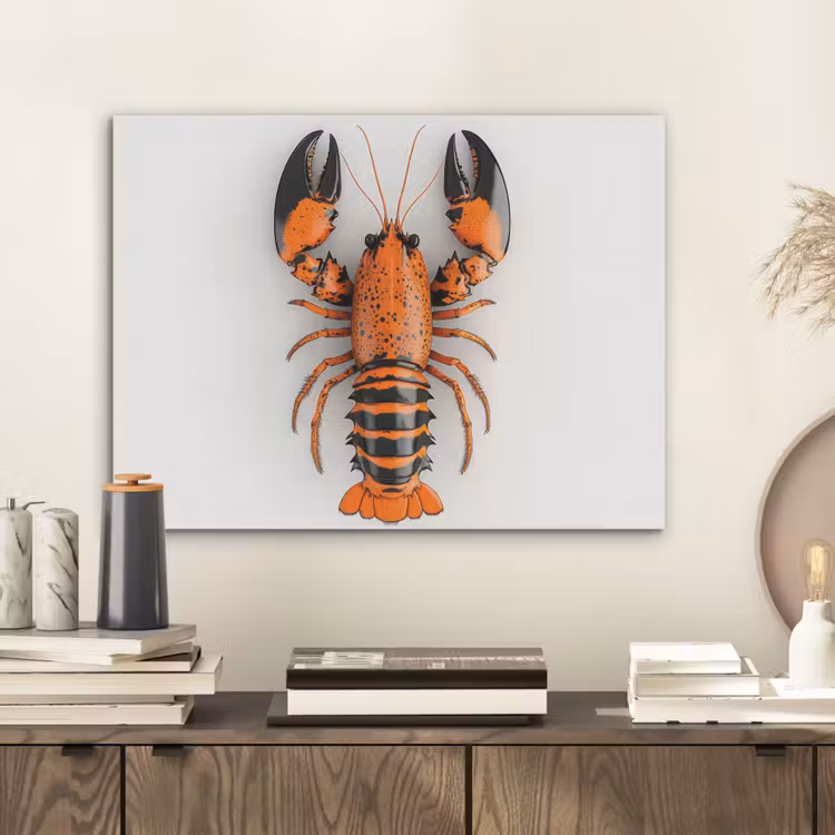 Kreeft - Zwart - Oranje - Wit - Uniek PET vilt klein -sfeer1