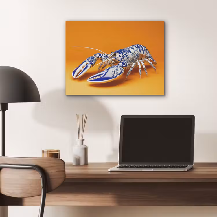 Kreeft - Delftsblauw - Schild - Stoer - Oranje PET vilt klein -sfeer5