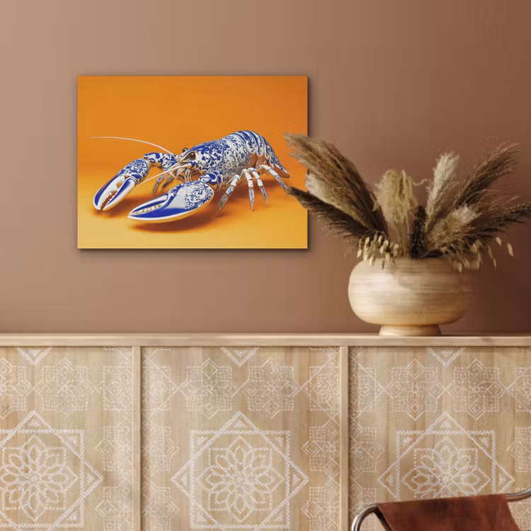 Kreeft - Delftsblauw - Schild - Stoer - Oranje PET vilt klein -sfeer4