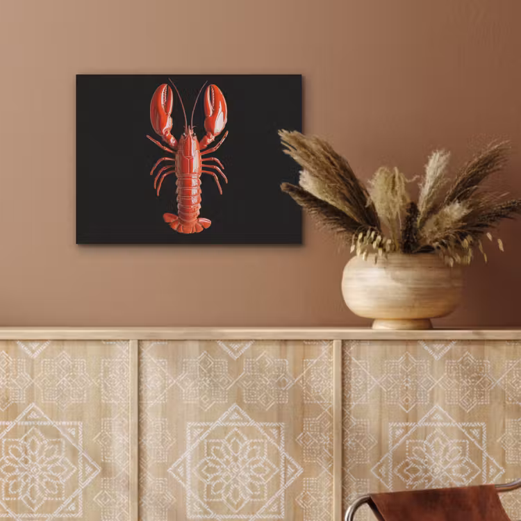 Kreeft - Glossier Rood - Zwart PET vilt klein -sfeer4