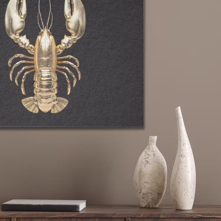 Kreeft - Goud - Textuur - Zwart PET vilt klein -sfeer6_closeup