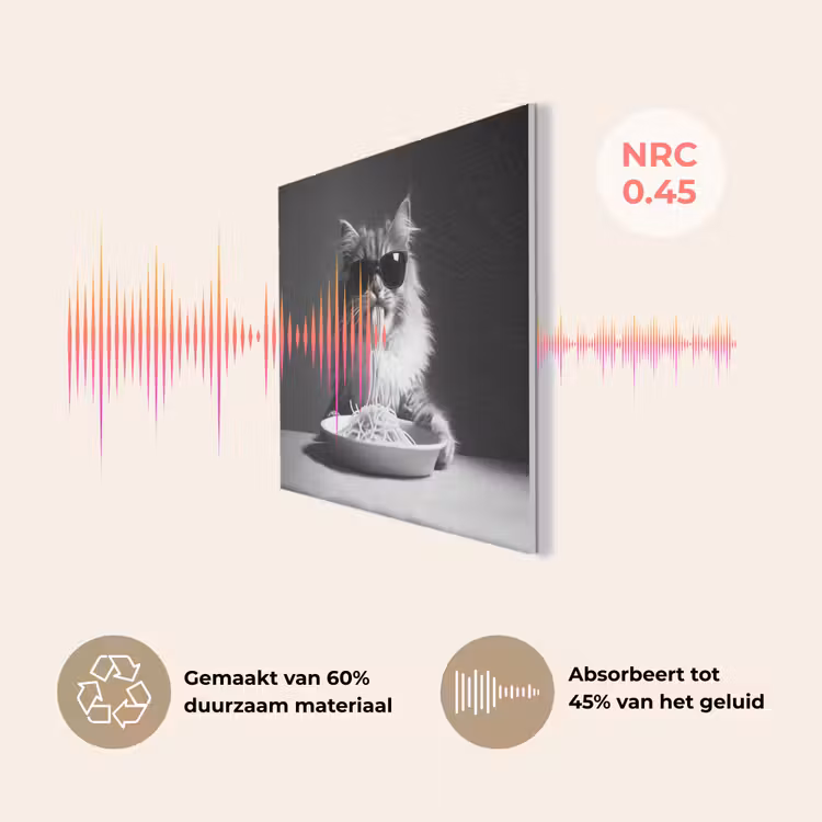 Langharige kat - Zonnebril - Spaghetti - Humor - Zwart - wit PET vilt klein -USP_NL