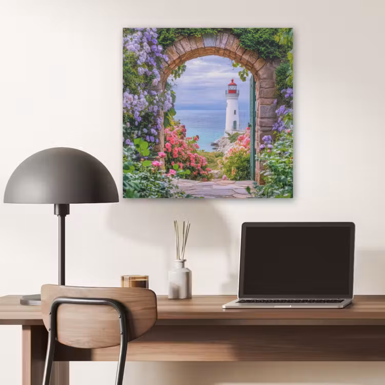 Doorkijk - Vuurtoren - Bloemen - Uitzicht PET vilt klein -sfeer5