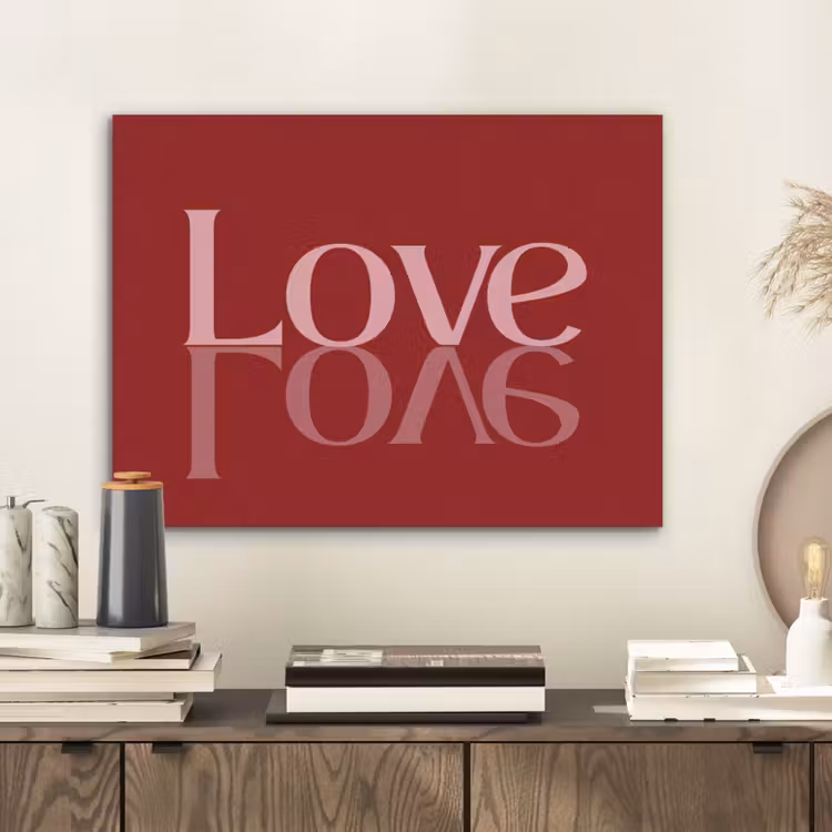 Love - Spiegeling - Rood PET vilt klein -sfeer1
