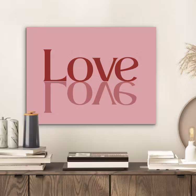 Love - Roze - Spiegeling PET vilt klein -sfeer1