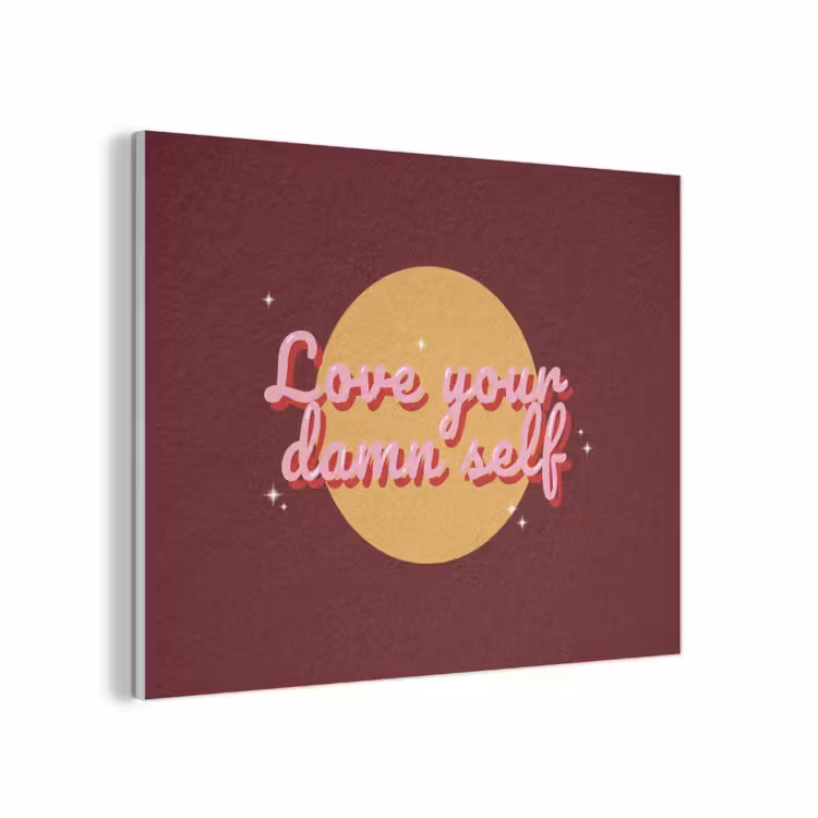 love your damn self - Cirkel - Glitter - Rood PET vilt klein -3d
