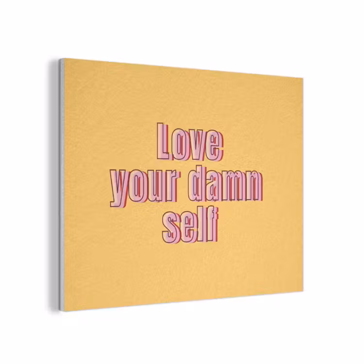 Love yourself - Roze - Geel PET vilt klein -3d