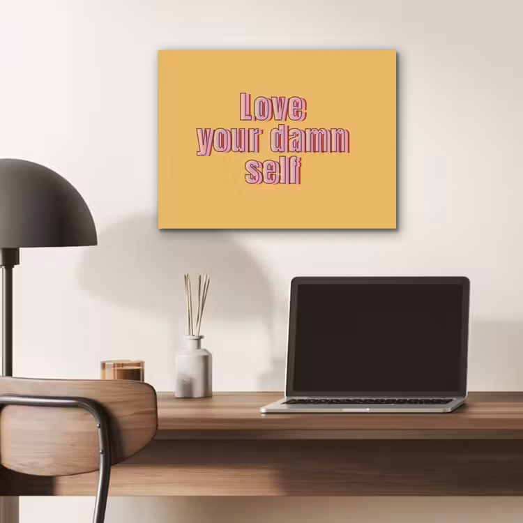 Love yourself - Roze - Geel PET vilt klein -sfeer5