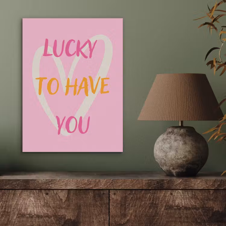Lucky - Love - Valentijn - Roze PET vilt klein -sfeer2