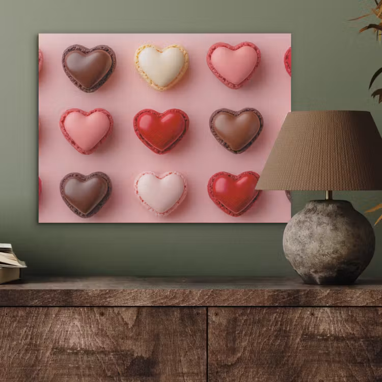 Macarons - Hartjes - Kleurrijk - Roze PET vilt klein -sfeer2
